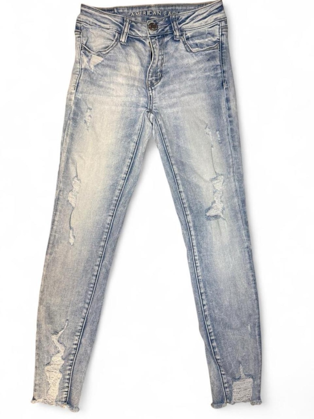 American Eagle Outfitters Faded Light Blue Distressed Skinny Jeans